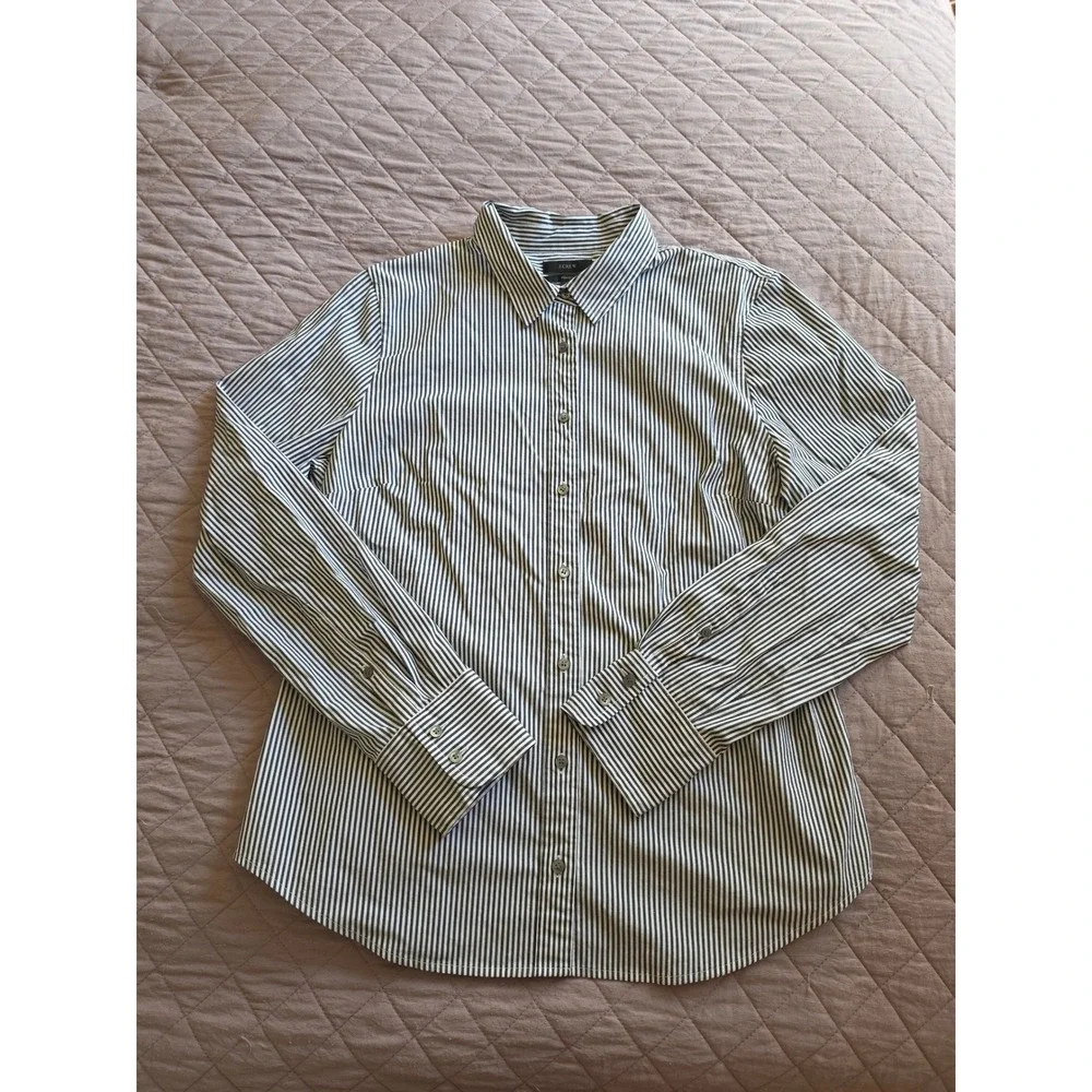 J. Crew Striped Resort Maximalist Preppy Old Money Cotton Button Shirt sz‎ L